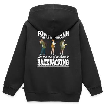 Reiche haben Therapie Wir sind Backpacker - Kinder Premium Organic Zip Hoodie - Schwarz - Hinten - AI Model Kid Male (0cm)