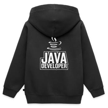 Java Developer Coffee Kaffee - Kids Premium Organic Zip-up Hoodie - black - Back - AI Model Kid Male (0cm)