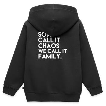 La famille sort le chaos - Sweat Premium à capuche zippé enfant bio - noir - Dos - AI Model Kid Male (0cm)