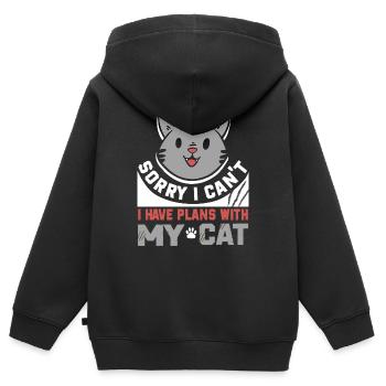 Katze Mietzekatze Hauskatze - Kinder Premium Organic Zip Hoodie - Schwarz - Hinten - AI Model Kid Male (0cm)