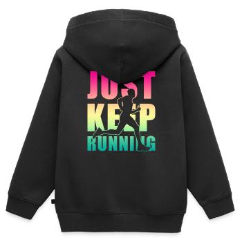 Joggen Jogger Geschenk - Kinder Premium Organic Zip Hoodie - Schwarz - Hinten - AI Model Kid Male (0cm)