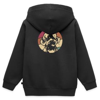 Caniche chien rétro vintage - Sweat Premium à capuche zippé enfant bio - noir - Dos - AI Model Kid Male (0cm)
