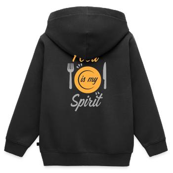 La bouffe sort drôle - Sweat Premium à capuche zippé enfant bio - noir - Dos - AI Model Kid Male (0cm)