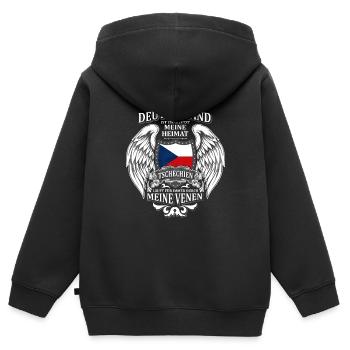 Tschechien - Kinder Premium Organic Zip Hoodie - Schwarz - Hinten - AI Model Kid Male (0cm)