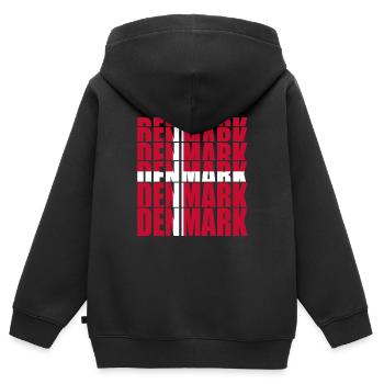 Dänemark - Kinder Premium Organic Zip Hoodie - Schwarz - Hinten - AI Model Kid Male (0cm)