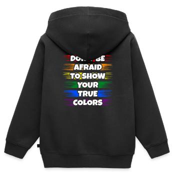 Lgbt - Kinder Premium Organic Zip Hoodie - Schwarz - Hinten - AI Model Kid Male (0cm)