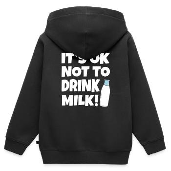 Milch - Kinder Premium Organic Zip Hoodie - Schwarz - Hinten - AI Model Kid Male (0cm)