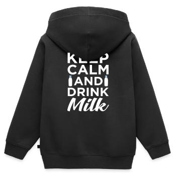 Milch - Kinder Premium Organic Zip Hoodie - Schwarz - Hinten - AI Model Kid Male (0cm)