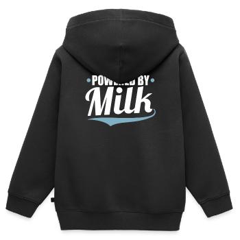 Milch - Kinder Premium Organic Zip Hoodie - Schwarz - Hinten - AI Model Kid Male (0cm)
