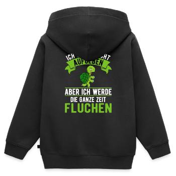Ich Werde Nicht Aufgeben Aber Fluchen Schildkröte - Kinder Premium Organic Zip Hoodie - Schwarz - Hinten - AI Model Kid Male (0cm)