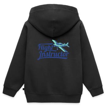 Instructeur de vol à moteur Instructeur de vol Flight - Sweat Premium à capuche zippé enfant bio - noir - Dos - AI Model Kid Male (0cm)