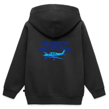 Flight Instructor Instructeur de vol Instructeur pilote - Sweat Premium à capuche zippé enfant bio - noir - Dos - AI Model Kid Male (0cm)