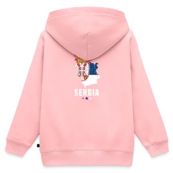 Serbie Drapeau serbe - Sweat Premium à capuche zippé enfant bio - rose - Dos - AI Model Kid Female (0cm)