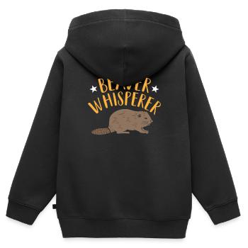Biber - Kinder Premium Organic Zip Hoodie - Schwarz - Hinten - AI Model Kid Male (0cm)