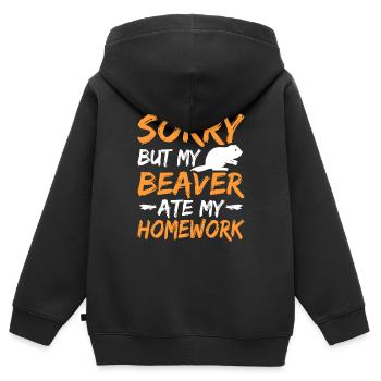 Biber - Kinder Premium Organic Zip Hoodie - Schwarz - Hinten - AI Model Kid Male (0cm)