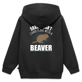 Biber - Kinder Premium Organic Zip Hoodie - Schwarz - Hinten - AI Model Kid Male (0cm)