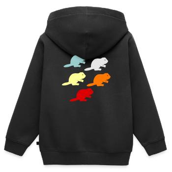 Biber - Kinder Premium Organic Zip Hoodie - Schwarz - Hinten - AI Model Kid Male (0cm)