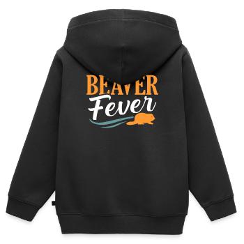 Biber - Kinder Premium Organic Zip Hoodie - Schwarz - Hinten - AI Model Kid Male (0cm)