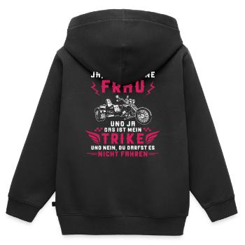 Trike Dreirad Trikefahrerin Spruch Motorradfahrer - Kinder Premium Organic Zip Hoodie - Schwarz - Hinten - AI Model Kid Male (0cm)