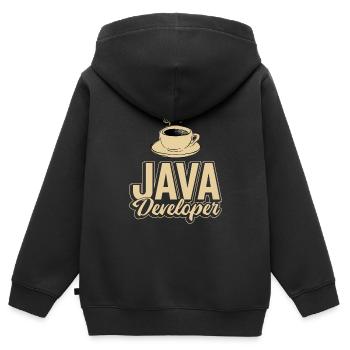 Java Developer Coffee Kaffee - Kids Premium Organic Zip-up Hoodie - black - Back - AI Model Kid Male (0cm)