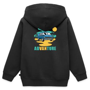 Camper Bus Caravan Camper Bus - Sweat Premium à capuche zippé enfant bio - noir - Dos - AI Model Kid Male (0cm)