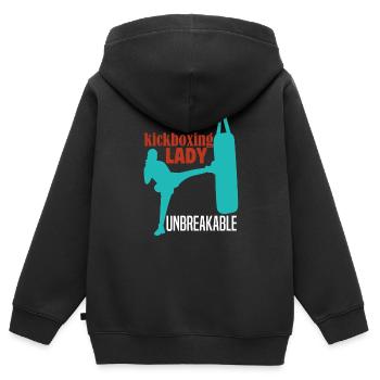 Kickboxen Lady Muay Thai Combat Workout Kampfsport - Kinder Premium Organic Zip Hoodie - Schwarz - Hinten - AI Model Kid Male (0cm)