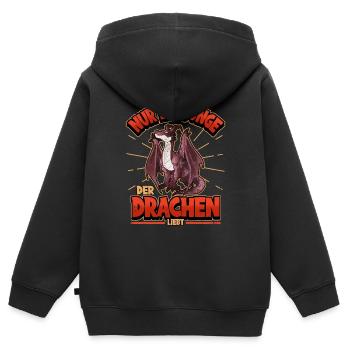 Drache Fantasy Mythologie Abenteuer Geschenk - Kinder Premium Organic Zip Hoodie - Schwarz - Hinten - AI Model Kid Male (0cm)