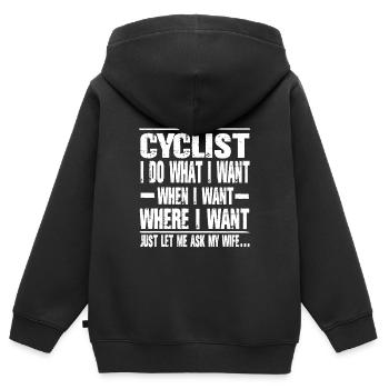 Fahrradfahrer - Kinder Premium Organic Zip Hoodie - Schwarz - Hinten - AI Model Kid Male (0cm)