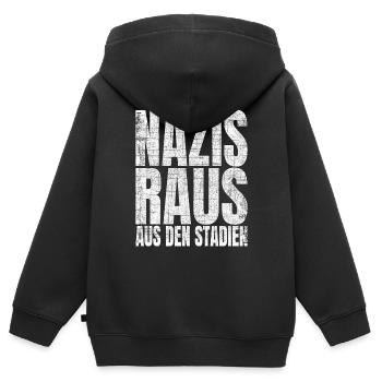 Nazis Raus Aus Den Stadien Fußball Gegen Rassismus - Kinder Premium Organic Zip Hoodie - Schwarz - Hinten - AI Model Kid Male (0cm)