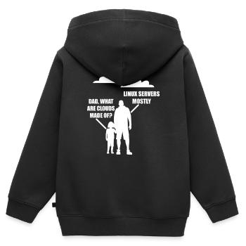 Papa What Are Clouds Made of Linux Servers Mostly 4 - Sweat Premium à capuche zippé enfant bio - noir - Dos - AI Model Kid Male (0cm)