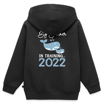 Grand frère 2022 Rencontre - Sweat Premium à capuche zippé enfant bio - noir - Dos - AI Model Kid Male (0cm)