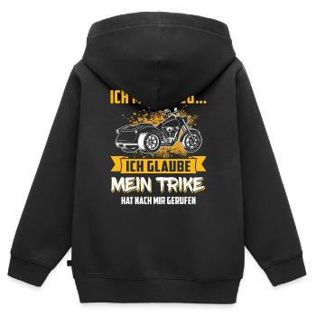 Ich muss zu meinem Trike Triker Dreirad Fahrer - Kinder Premium Organic Zip Hoodie - Schwarz - Hinten - AI Model Kid Male (0cm)