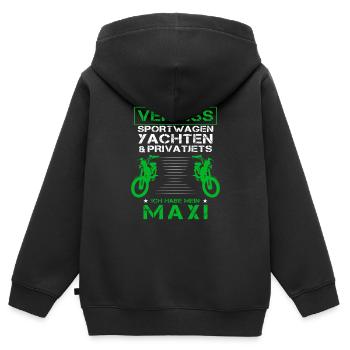 Maxi Moped Oldtimer Mopedfahrer Zweitakter - Kinder Premium Organic Zip Hoodie - Schwarz - Hinten - AI Model Kid Male (0cm)