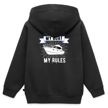 Boot Regatta . Motorboot Motoryacht . Yacht Segeln - Kinder Premium Organic Zip Hoodie - Schwarz - Hinten - AI Model Kid Male (0cm)
