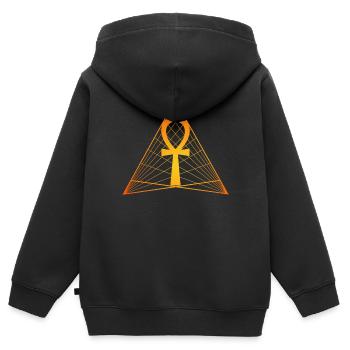 Ägyptisches Ankh-Kreuz, Symbol des Lebens und der Unsterblichkeit - Kinder Premium Organic Zip Hoodie - Schwarz - Hinten - AI Model Kid Male (0cm)