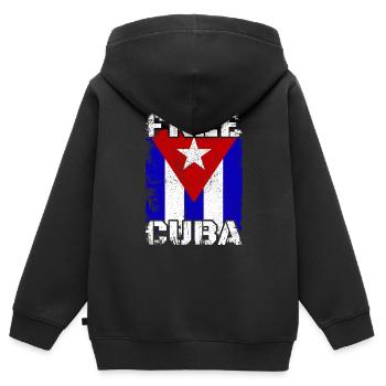 Free Cuba, Cuban Revolution Flag - Kinder Premium Organic Zip Hoodie - Schwarz - Hinten - AI Model Kid Male (0cm)