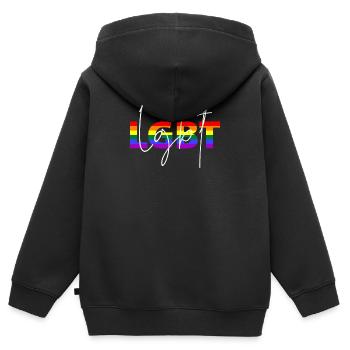 LGBT - Kinder Premium Organic Zip Hoodie - Schwarz - Hinten - AI Model Kid Male (0cm)