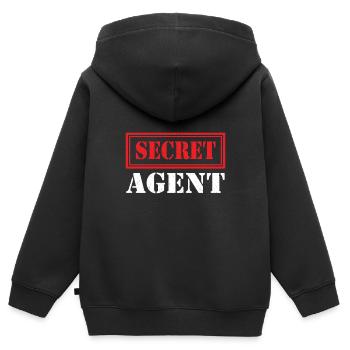 Agent secret espion - Sweat Premium à capuche zippé enfant bio - noir - Dos - AI Model Kid Male (0cm)