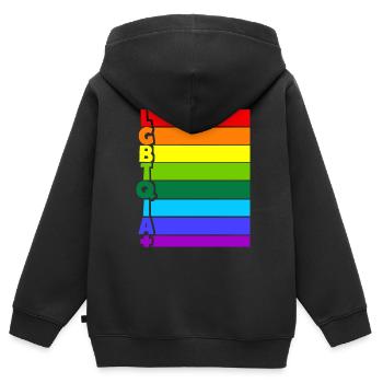 LGBTQIA Plus - Kinder Premium Organic Zip Hoodie - Schwarz - Hinten - AI Model Kid Male (0cm)