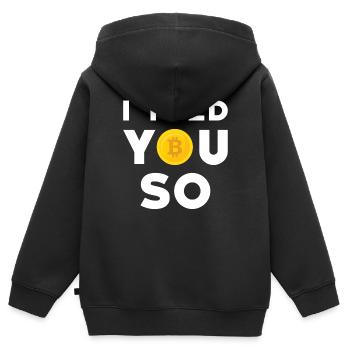 Bitcoin - Sweat Premium à capuche zippé enfant bio - noir - Dos - AI Model Kid Male (0cm)