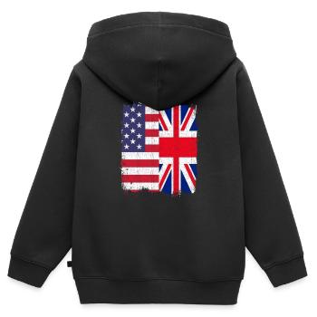UK USA Flag - Kids Premium Organic Zip-up Hoodie - black - Back - AI Model Kid Male (0cm)