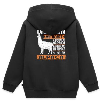 alpaca be an alpaca - Kids Premium Organic Zip-up Hoodie - black - Back - AI Model Kid Male (0cm)