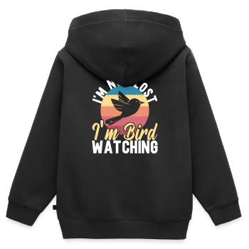 Vogelbeobachter Vogelbeobachtung Ornithologe - Kinder Premium Organic Zip Hoodie - Schwarz - Hinten - AI Model Kid Male (0cm)