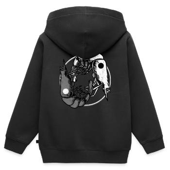 Crevettes vintage Yin Yang Crab Cadeaux - Sweat Premium à capuche zippé enfant bio - noir - Dos - AI Model Kid Male (0cm)