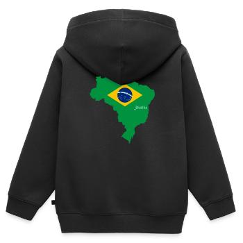 Brésil - Sweat Premium à capuche zippé enfant bio - noir - Dos - AI Model Kid Male (0cm)