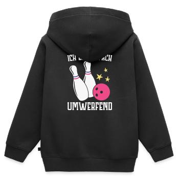Bowling - Kinder Premium Organic Zip Hoodie - Schwarz - Hinten - AI Model Kid Male (0cm)