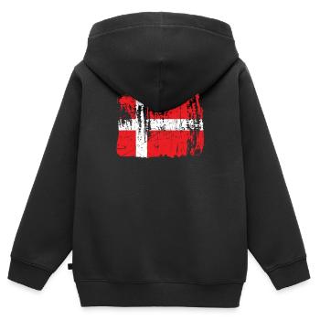 Dänemark - Kinder Premium Organic Zip Hoodie - Schwarz - Hinten - AI Model Kid Male (0cm)