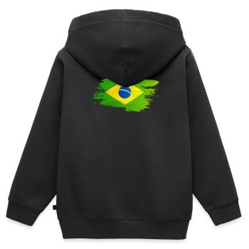 Brésil - Sweat Premium à capuche zippé enfant bio - noir - Dos - AI Model Kid Male (0cm)
