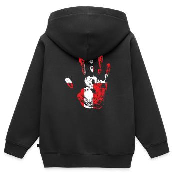Dänemark - Kinder Premium Organic Zip Hoodie - Schwarz - Hinten - AI Model Kid Male (0cm)