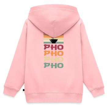 Pho Suppe Retro Shirt - Kinder Premium Organic Zip Hoodie - Rosa - Hinten - AI Model Kid Female (0cm)